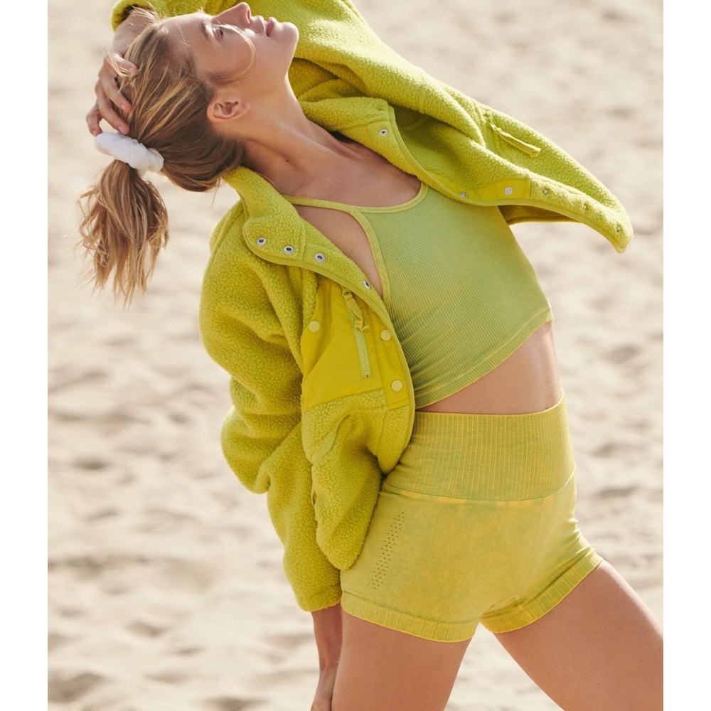 Free People movement Happiness Runs Crop Tank in Vintage Bright Lime New XS/S